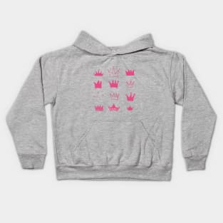 Doodle pink crown Kids Hoodie